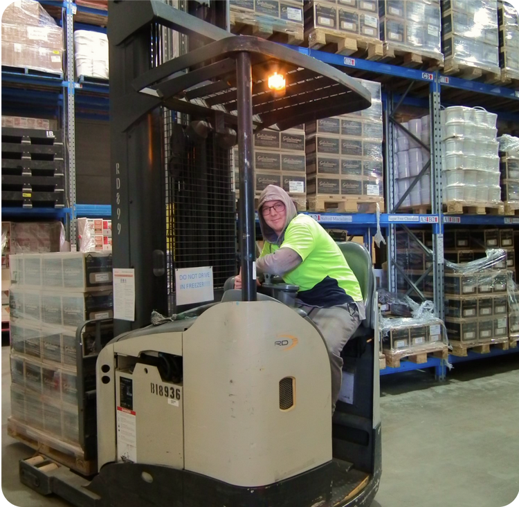 picture of forklift driver in the warehouse